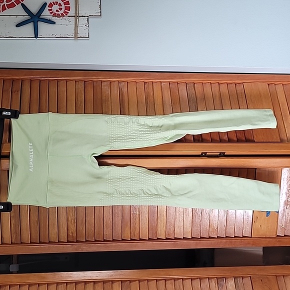 Neon Green Alphalete Workout Leggings A0025 - Picture 3 of 9